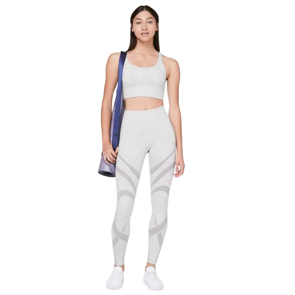 Lululemon Wunder Under HR Tight Designed for‎ Yoga Size 2 Heathered White Mesh